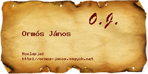 Ormós János névjegykártya